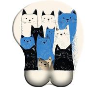 SENDJJ 3D Alfombrilla para reposamuñecas para ratón con Material de Silicona Famille de Chats Bleus Alfombrilla de Goma Antideslizante para la muñeca para Trabajar y Jugar
