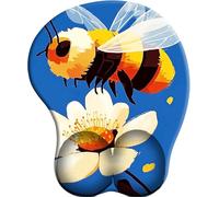 SENDJJ 3D Alfombrilla para reposamuñecas para ratón con Material de Silicona Le langage Des Fleurs et de L'Amour Des abeilles Alfombrilla de Goma Antideslizante para la muñeca para Trabajar y Jugar