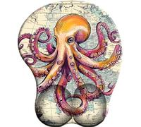 SENDJJ 3D Alfombrilla para reposamuñecas para ratón con Material de Silicona Livre illustré Sur la pieuvre nautique Alfombrilla de Goma Antideslizante para la muñeca para Trabajar y Jugar