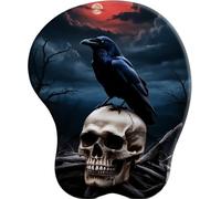 SENDJJ 3D Alfombrilla para reposamuñecas para ratón con Material de Silicona Lune de sang Sous Les corbeaux et Les crânes Alfombrilla de Goma Antideslizante para la muñeca para Trabajar y Jugar