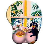 SENDJJ 3D Alfombrilla para reposamuñecas para ratón con Material de Silicona Petit-déjeuner Sur le Balcon Alfombrilla de Goma Antideslizante para la muñeca para Trabajar y Jugar