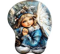SENDJJ 3D Alfombrilla para reposamuñecas para ratón con Material de Silicona Prière d'un Ange d'hiver Alfombrilla de Goma Antideslizante para la muñeca para Trabajar y Jugar
