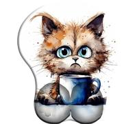 SENDJJ 3D Alfombrilla para reposamuñecas para ratón con Material de Silicona Tasse de café Bleue Avec un Chat Triste Alfombrilla de Goma Antideslizante para la muñeca para Trabajar y Jugar