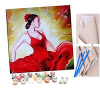 SENDJJ pintar por numeros adultos Ballet de Danza Latina Flamenca 115 (2) DIY pintar por números,pinturas para niños,paint by numbers lienzos para pintar cuadros decoracion(16" x 16")