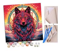 SENDJJ Pintar por números adultos Círculo mágico de lobo rojo al estilo del antiguo Egipto (25) DIY pintar por números, pinturas para niños, paint by numbers lienzos para pintar (16" x 16")