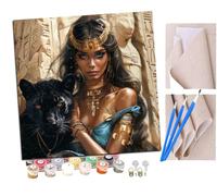SENDJJ pintar por numeros adultos Cleopatra, niña y pantera negra (3) DIY pintar por números,pinturas para niños,paint by numbers lienzos para pintar cuadros decoracion(16" x 16")