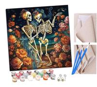 SENDJJ Pintar por números adultos Danza del esqueleto 1 DIY pintar por números, pinturas para niños, paint by numbers lienzos para pintar cuadros decoración (16" x 16")