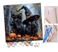 SENDJJ pintar por numeros adultos Dos gatos brujos mágicos en el bosque (4) DIY pintar por números,pinturas para niños,paint by numbers lienzos para pintar cuadros decoracion(16" x 16")