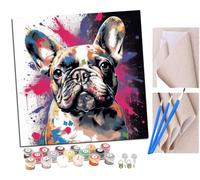 SENDJJ Pintar por números adultos Lindo bulldog francés en acuarela DIY pintar por números, pinturas para niños, paint by numbers lienzos para pintar cuadros decoración (16" x 16")