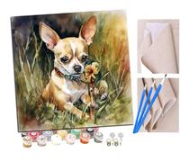 SENDJJ Pintar por números adultos Perro chihuahua cortado (5) DIY pintar por números, pinturas para niños, paint by numbers lienzos para pintar cuadros decoración (16" x 16")