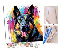 SENDJJ pintar por numeros adultos Perro colorido pastor alemán (1) DIY pintar por números,pinturas para niños,paint by numbers lienzos para pintar cuadros decoracion(16" x 16")