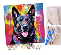 SENDJJ pintar por numeros adultos Perro colorido pastor alemán (4) DIY pintar por números,pinturas para niños,paint by numbers lienzos para pintar cuadros decoracion(16" x 16")