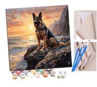 SENDJJ pintar por numeros adultos perro pastor alemán de playa (15) DIY pintar por números,pinturas para niños,paint by numbers lienzos para pintar cuadros decoracion(16" x 16")