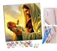 SENDJJ pintar por numeros adultos Religión Jesucristo y los niños DIY pintar por números,pinturas para niños,paint by numbers lienzos para pintar cuadros decoracion(16" x 16")