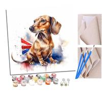 SENDJJ Pintar por numeros para Adultos Acuarela de perro salchicha (14) Pintura por números Adultos y para niños-Lienzo pre Dibujado con numeros para Pintar con Pinceles 40x40cm