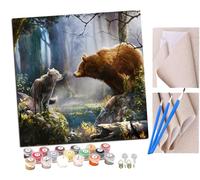 SENDJJ Pintar por numeros para Adultos Animales lobo y oso Pintura por números Adultos y para niños-Lienzo pre Dibujado con numeros para Pintar con Pinceles 40x40cm