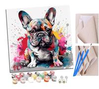 SENDJJ Pintar por numeros para Adultos bebé bulldog francés (6) Pintura por números Adultos y para niños-Lienzo pre Dibujado con numeros para Pintar con Pinceles 40x40cm