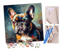 SENDJJ Pintar por numeros para Adultos Bulldog francés pintado de colores (1) Pintura por números Adultos y para niños-Lienzo pre Dibujado con numeros para Pintar con Pinceles 40x40cm