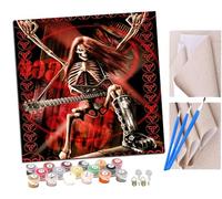 SENDJJ Pintar por numeros para Adultos Cráneo de la muerte de heavy metal Pintura por números Adultos y para niños-Lienzo pre Dibujado con numeros para Pintar con Pinceles 40x40cm