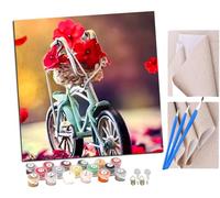 SENDJJ Pintar por numeros para Adultos El romance de las bicicletas Pintura por números Adultos y para niños-Lienzo pre Dibujado con numeros para Pintar con Pinceles 40x40cm