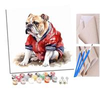 SENDJJ Pintar por numeros para Adultos Jugador de fútbol bulldog (1) Pintura por números Adultos y para niños-Lienzo pre Dibujado con numeros para Pintar con Pinceles 40x40cm