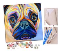SENDJJ Pintar por Numeros para Adultos Niños Bulldog francés de acuarela colorida Pintura por Números con Pinceles y Pinturas Decoraciones, DIY Pinturas para el Hogar- (16 * 16 Pulgadas)