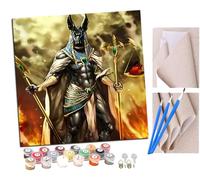 SENDJJ Pintar por Numeros para Adultos Niños Dios egipcio de dibujos animados Anubis (30) Pintura por Números con Pinceles y Pinturas Decoraciones, DIY Pinturas para el Hogar- (16 * 16 Pulgadas)