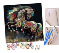 SENDJJ Pintar por Numeros para Adultos Niños Grafiti de caballos nobles antiguos (42) Pintura por Números con Pinceles y Pinturas Decoraciones, DIY Pinturas para el Hogar- (16 * 16 Pulgadas)
