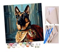 SENDJJ Pintar por Numeros para Adultos Niños Pastor alemán rey (2) Pintura por Números con Pinceles y Pinturas Decoraciones, DIY Pinturas para el Hogar- (16 * 16 Pulgadas)