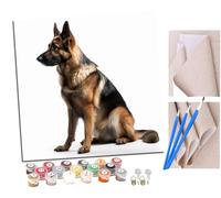SENDJJ Pintar por Numeros para Adultos Niños Perro pastor alemán (14) Pintura por Números con Pinceles y Pinturas Decoraciones, DIY Pinturas para el Hogar- (16 * 16 Pulgadas)