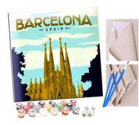 SENDJJ Pintar por Numeros para Adultos Niños Sagrada Familia, Barcelona, Spain Pintura por Números con Pinceles y Pinturas Decoraciones, DIY Pinturas para el Hogar- (16 * 16 Pulgadas)
