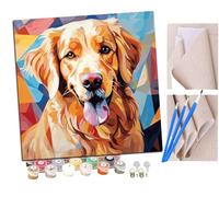 SENDJJ Pintar por numeros para Adultos perro golden retriever de color (3) Pintura por números Adultos y para niños-Lienzo pre Dibujado con numeros para Pintar con Pinceles 40x40cm