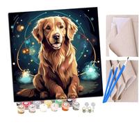 SENDJJ Pintar por numeros para Adultos Perro golden retriever mítico de fantasía (8) Pintura por números Adultos y para niños-Lienzo pre Dibujado con numeros para Pintar con Pinceles 40x40cm