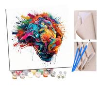 SENDJJ Pintura por Números Adultos pintura colorida del cerebro (9) Pintura acrílica con Pinceles Adultos Kit de Pintura por Números Artesanía para Regalos de Lona para el Hogar 40 x 40 cm