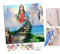 SENDJJ Pintura por Números Adultos Religión Jesús y la Virgen María Pintura acrílica con Pinceles Adultos Kit de Pintura por Números Artesanía para Regalos de Lona para el Hogar 40 x 40 cm