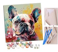 SENDJJ Pintura por Números Adultos rosa bebé bulldog francés (9) Pintura acrílica con Pinceles Adultos Kit de Pintura por Números Artesanía para Regalos de Lona para el Hogar 40 x 40 cm