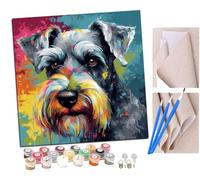 SENDJJ Pintura por Números Adultos Schnauzer (1) Pintura acrílica con Pinceles Adultos Kit de Pintura por Números Artesanía para Regalos de Lona para el Hogar 40 x 40 cm