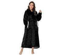 Sendowtek Sudadera con Capucha de Gran tamaño, Sudadera con Capucha súper Suave y Cálida, Adecuada para la Mujer Hombre Adultos Familiar (Negro, Larga)