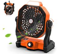 Sendowtek Ventilador Camping Recargable 10400mAh, Potente y Silencioso con 4 Velocidades Ajustables Luz LED, Ventilador Portátil Batería USB para Tienda Camper Exterior Viaje Sobremesa Oficina