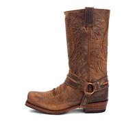 Sendra Boots - 12209 Botas Camperas Altas con Tacon Unisex con Punta Cuadrada - Estilo Cowboy en Piel Marrón con Efecto Envejecido - 47