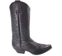 Sendra Boots 3241 Trenzado Cuervo West Negro Cowboy Western Vaquero Puntiagudas Botas Mujer Hombre Tacón Inclinado Trenzado Cuero Genuino Hecho A Mano Talla 43