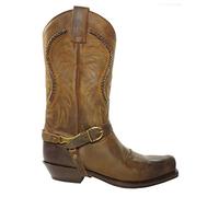 Sendra Boots 3434 Sam Marrón Biker Cowboy Western Botas Unisexo Vaquero Tacón Inclinado Punta Cuadrada Mimbre Sobre Empeine y Eje Cuero Genuino Hecho A Mano Talla 42