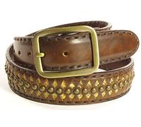 Sendra Boots Cinturón 511 Marrón Mujer Hombre Cowboy Western Gipsy Ibiza Cinturón 4cm Ancho Jeans Pantalones Tachuelas Decorativas Hebilla Cambiable Cuero Genuino Hecho A Mano Talla 090