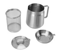 SENECESLI Frasco de Filtro de Aceite, Contenedor de Grasa de Tocino de Tamiz Espesado Multifuncional con Cesta para Freír para la Cocina (2L)