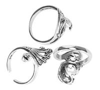 SENECESLI Herramienta de Ganchillo con Bucle para Tejer, Guía de Hilo, Anillo Retro de Pavo Real, Soporte para Dedo Ajustable, 3 Piezas para un Trabajo de Tejido Más Rápido