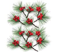SENECESLI Navideña de PVC, Decoración Festiva de Boda, Imitación de Pino de Frutos Rojos, Sensación Cómoda, Decoraciones Navideñas, 12 Piezas (220.00)