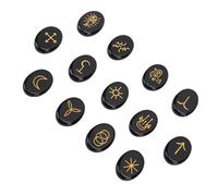 SENECESLI Runas de Piedra, Inscripciones Doradas Rune Stone Set (Obsidiana)