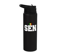 Senegal Country Code with Flag Trendy College Font Stainless Steel Insulated Water Bottle