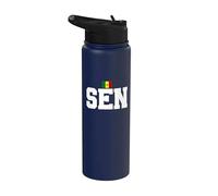 Senegal Country Code with Flag Trendy College Font Stainless Steel Insulated Water Bottle