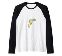 Senegal Parrot Acuarela Ilustración Camiseta Manga Raglan